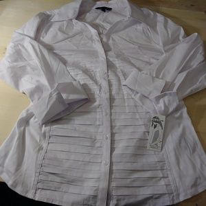 Pleated frount blouse 3/4 sleeve